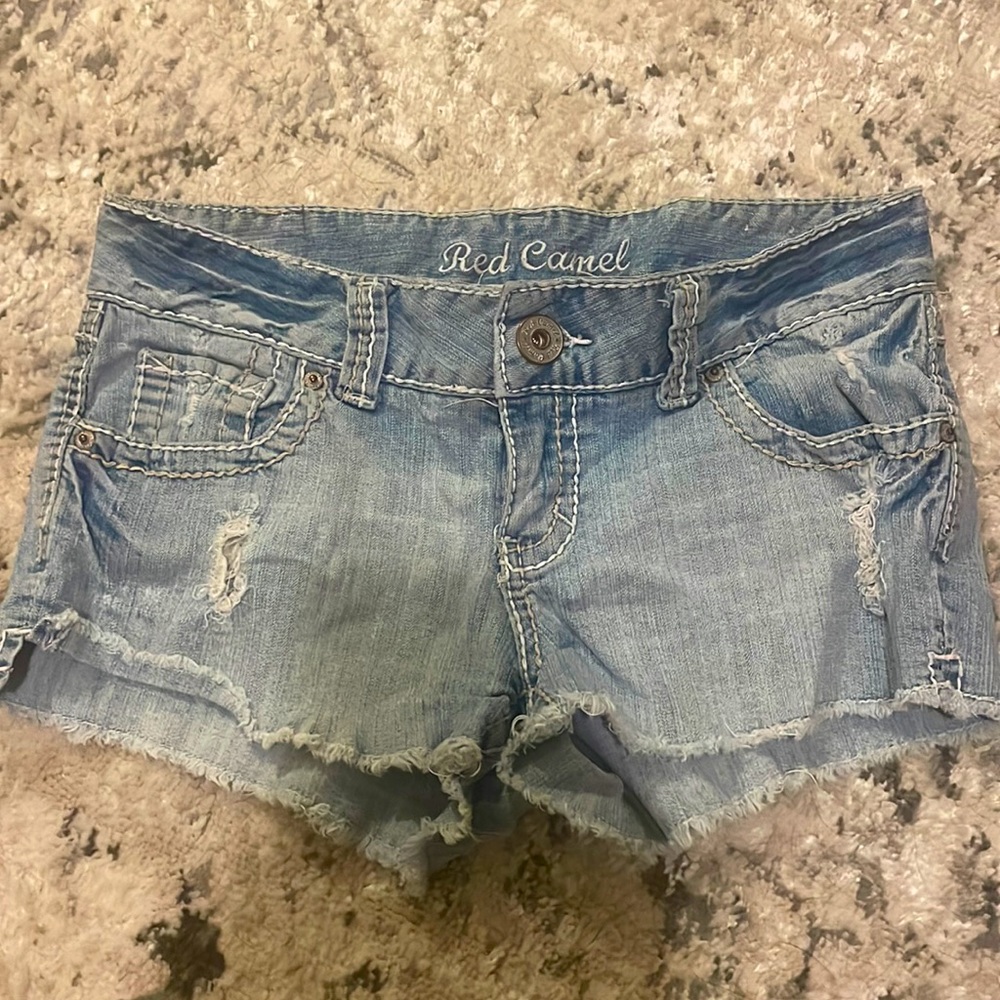 Red Camel Distressed Denim Shorts
